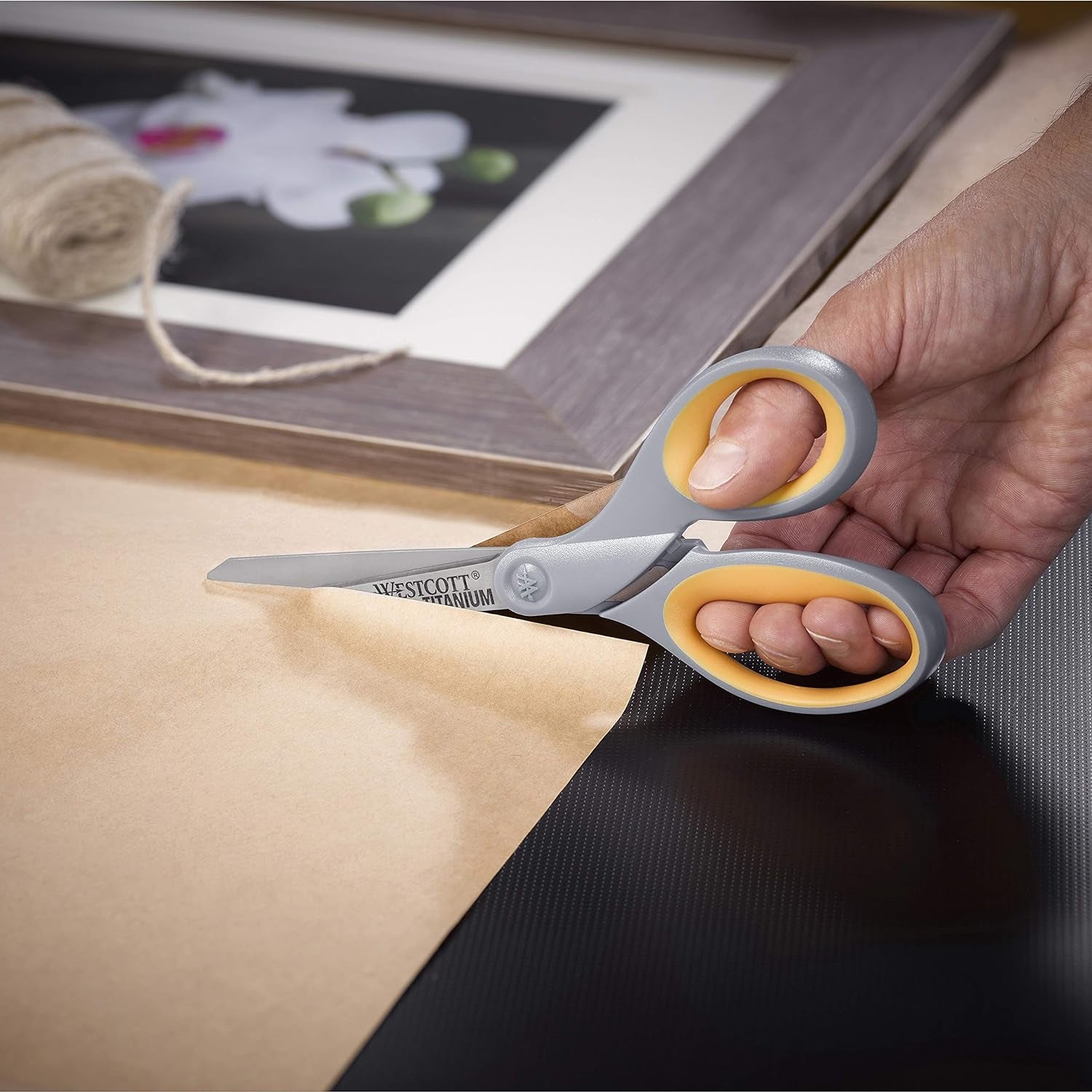 ‎17598 8-Inch Titanium Scissors for Office and Home, Yellow/Gray, 4 Pack