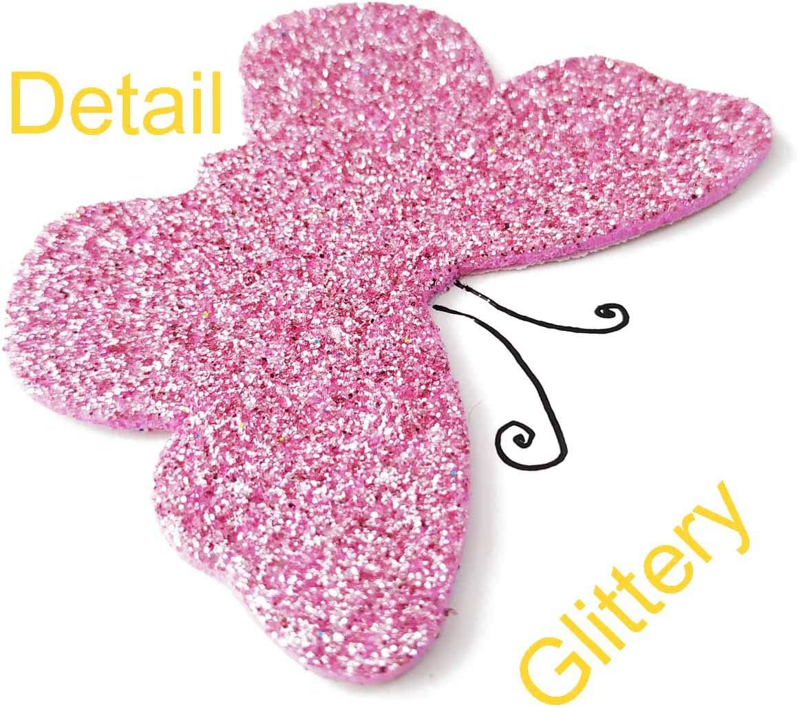 Glitter Foam Flower and Butterfly Shapes Stickers, Self-Adhesive Stickers Kid'S Arts Crafts Supplies for Greeting Cards DIY Scrapbooking Cards Creative Toys Home Decoration (Random Colors)