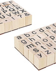 60-Piece Wood Alphabet Stamp Set, Upper and Lowercase Letters with Symbols, Rubber Stamps, DIY Projects, Arts and Crafts, Scrapbooking, Classroom, Games