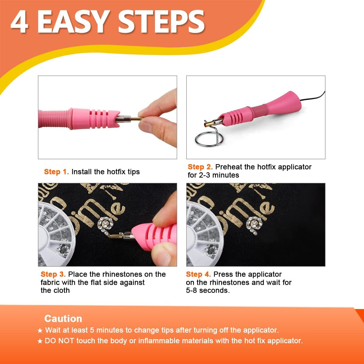 Hotfix Applicator,  Hotfix Rhinestones Applicator Bedazzler Kit with Rhinestones Wand Setter Tool and Mixed Color Rhinestone, Rhinestone Picker, Hotfix Tips, Tweezer and Brush