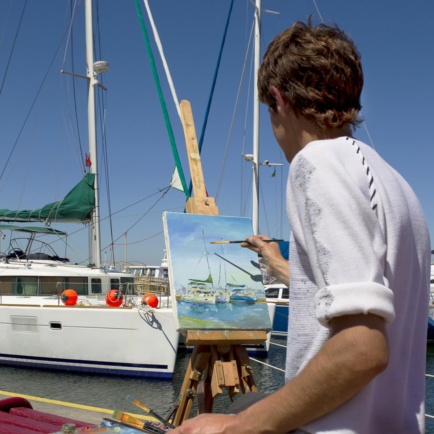 Paint Brush Set, 7 Artist Brushes for Painting with Acrylic, Gouache, Oil and Watercolor. Professional Art Quality on Canvas, Wood, Face and Models. Includes Carrying Case Travel Kit