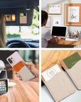 Sublimation Blanks Phone Wallet - PU Leather Card Holder for Back of Phone Stick on Iphone Android HTV Friendly DIY Blanks for Vinyl Projects (Beige Polyester Burlap)