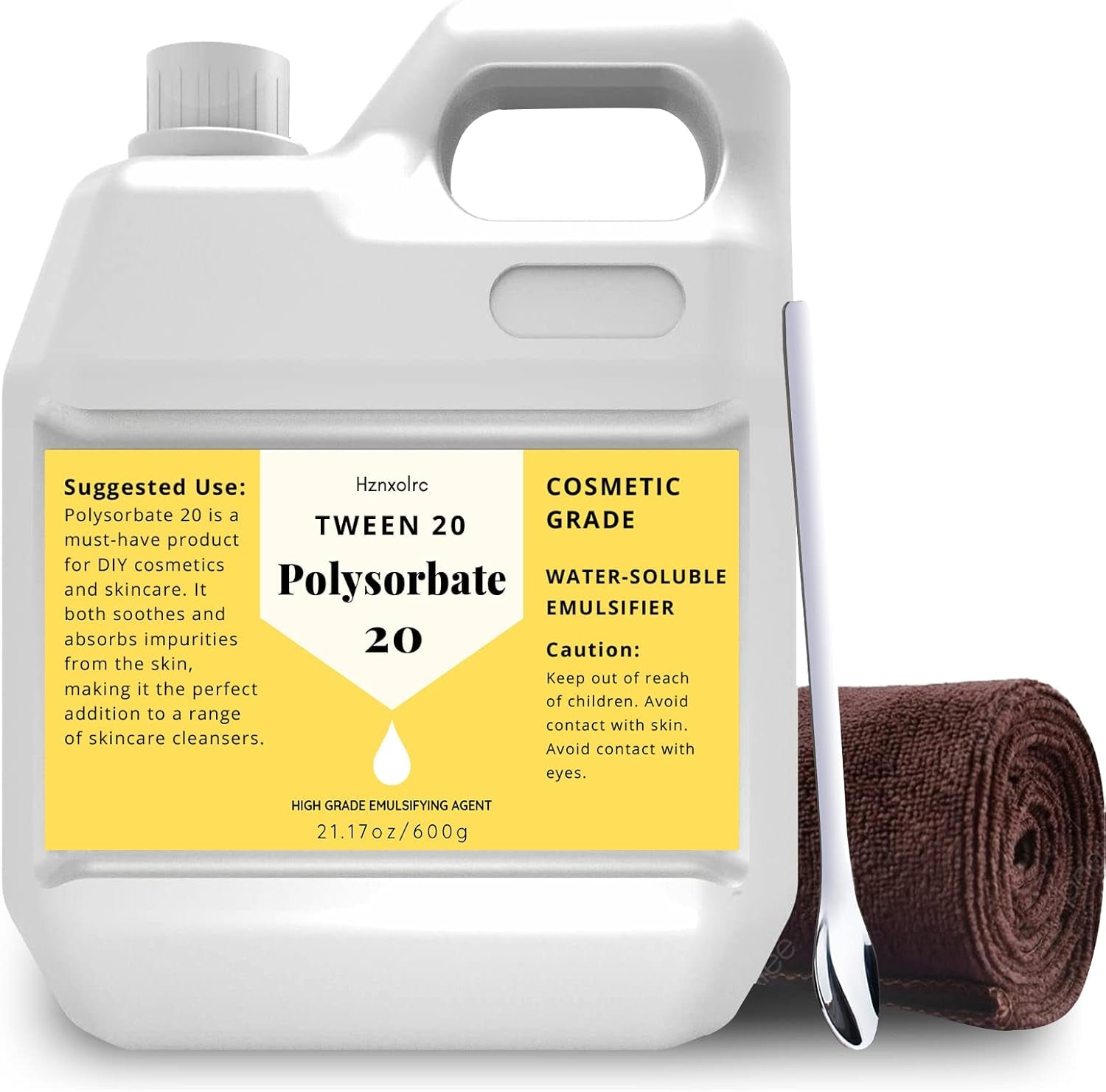 21.17 Oz Polysorbate 20 Emulsifier, Premium Polysorbate 20 (Tween 20) Liquid, 100% Pure, Cosmetics Grade, Gentle on Skin, Suitable for Making Lotions, Shampoos, Body Washes, Makeup Removers and More