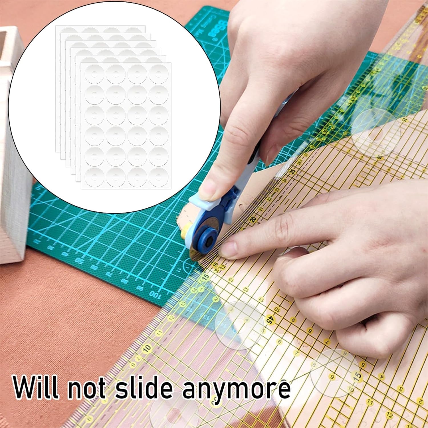 144Pcs Non-Slip Silicone Grips for Quilt Templates, Non-Slip Adhesive Rings, Quilting Rulers Sewing Rulers, Non-Slip Ruler Grip Rings, Adhesive Backing Rings Grips for Sewing Rulers