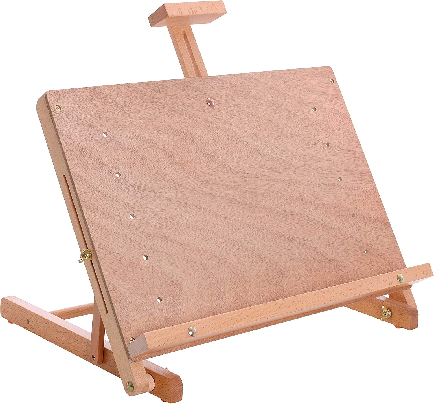 Solid Solana Adjustable Wood Desk Table Easel with Storage Drawer, Paint Palette, Premium Beechwood - Portable Solid Wooden Artist Easel Top Board - Canvas Painting, Drawing Book Stand