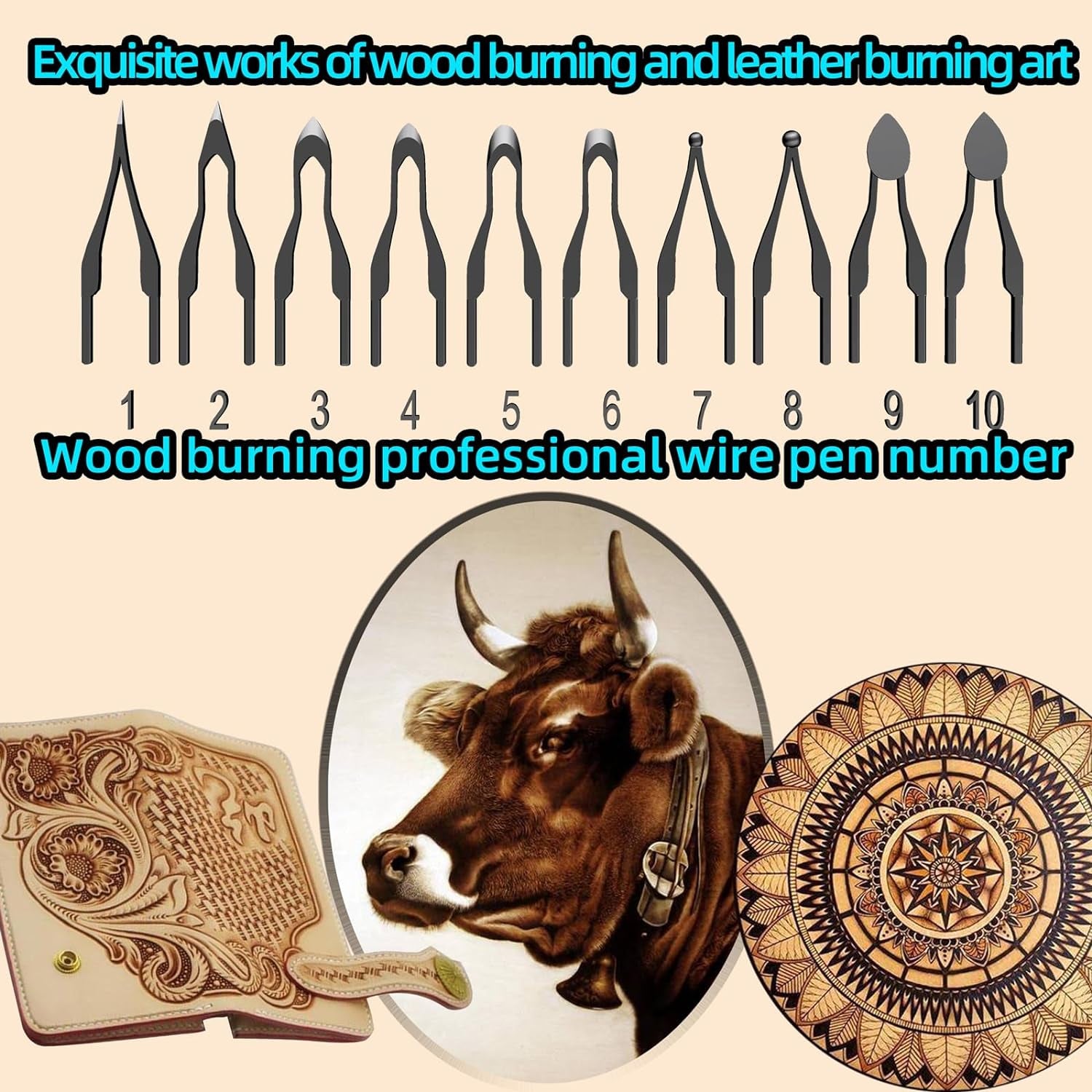 Wood Burning Kit,Wood Burning Tips Wood Burner Tip,Burning Tool Wood Burning High Impedance Nickel-Chromium Wire Pen Tip Wood Burning Tool Pen Tip Can Replace (Pen Tips-1-10 Kinds)
