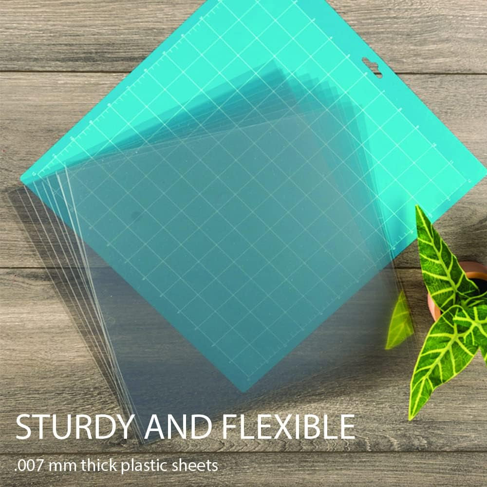 50 Pack 12X12 .007 Clear Craft Plastic Sheets Compatible with Cricut, Stencils, Cards, Journals, Crafts, 3D Embellishments, Acetate Sheets for Crafts, Plastic Sheet .007"