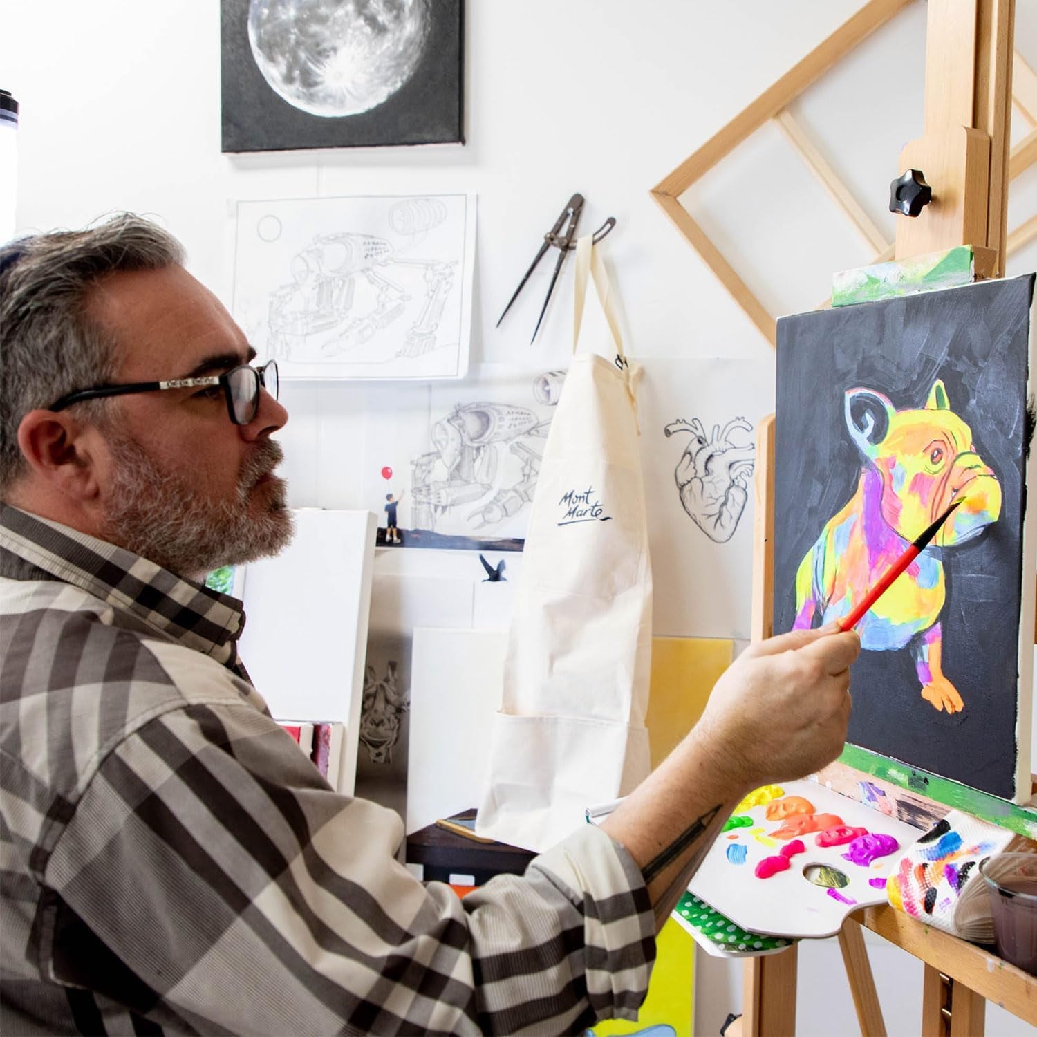 Fluoro Acrylic Paint Set, 8 X 1.02Oz (36Ml) Tubes, 8 Colors, Suitable for Most Surfaces Including Canvas, Card, Paper and Wood