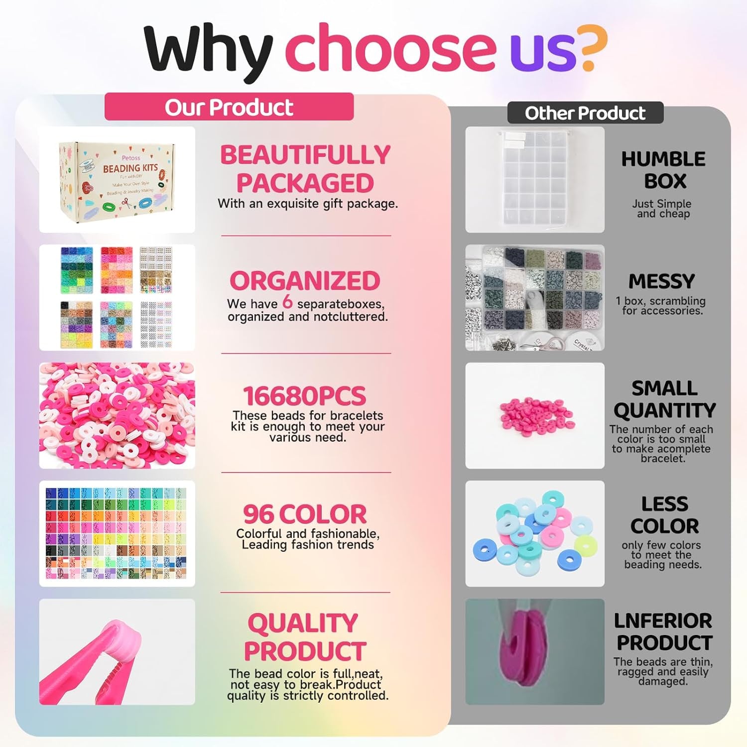6 Boxes Friendship Bracelet Kit,96 Colors 16680 Pcs Clay Beads,1188 Pcs Letter Beads,120 Pcs Number Beads and 470 Pcs Gold Charms Kit for Bracelets Making, Jewelry Craft Kits Gift, Small