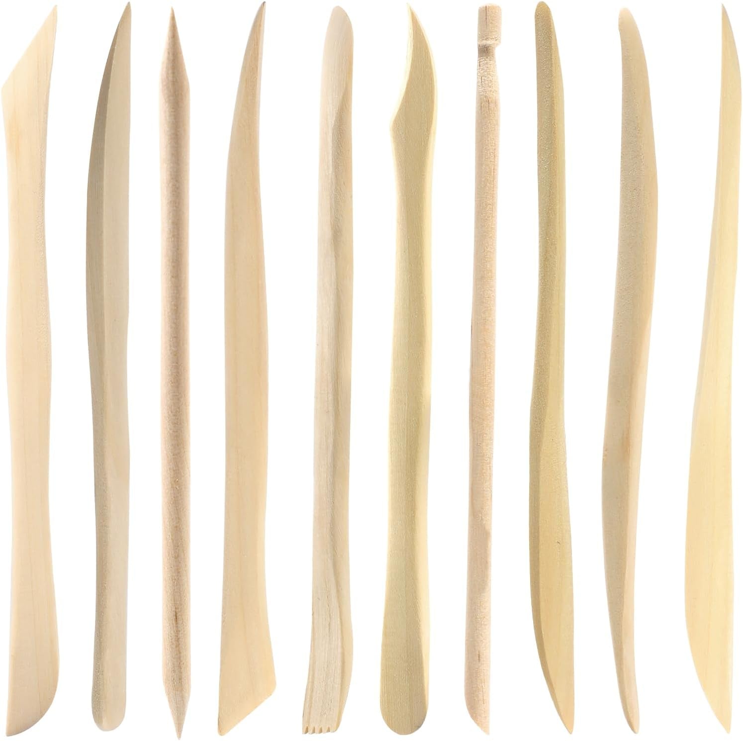 10-Piece Double Ended Clay Sculpting Tools Ceramic Wooden Clay Modeling Sculpture Tools Polymer Modeling Clay Tools Pottery Cutting Tool Kit Supplies for Cutting, Soap Carving and Smoothing
