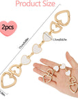 2Pcs Bag Extender Chain Purse Strap Extender Heart Shape Chain Straps Replacement Bag Extender Chain Handle Bag Accessories Replacement Womens Accessory Bag Chain Straps Heart Shape