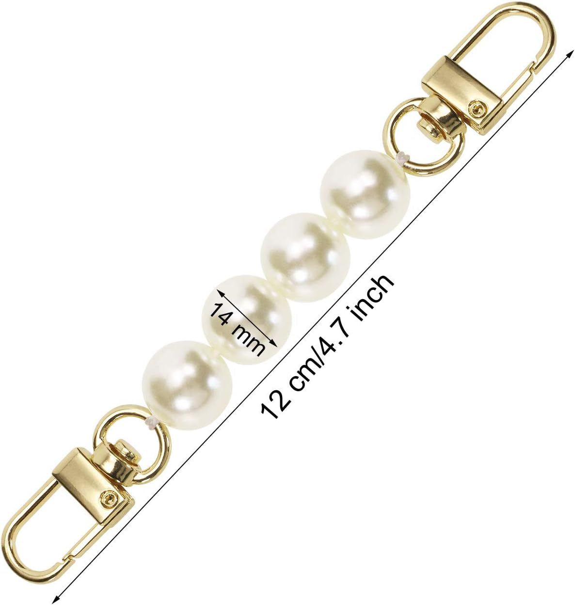 Bag Strap Extender  2Pcs 4.7 Inch Short Faux Pearl Purse Chain Strap Replacement for Shoulder Cross Body Bag Handbag Crafts (12 Cm)