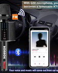 BONAOK Karaoke Microphone, Portable Wireless Bluetooth Karaoke Mic for Adults&Kids Car Home Outdoor Party, Karaoke Machine for PC/All Smartphone G50 Black