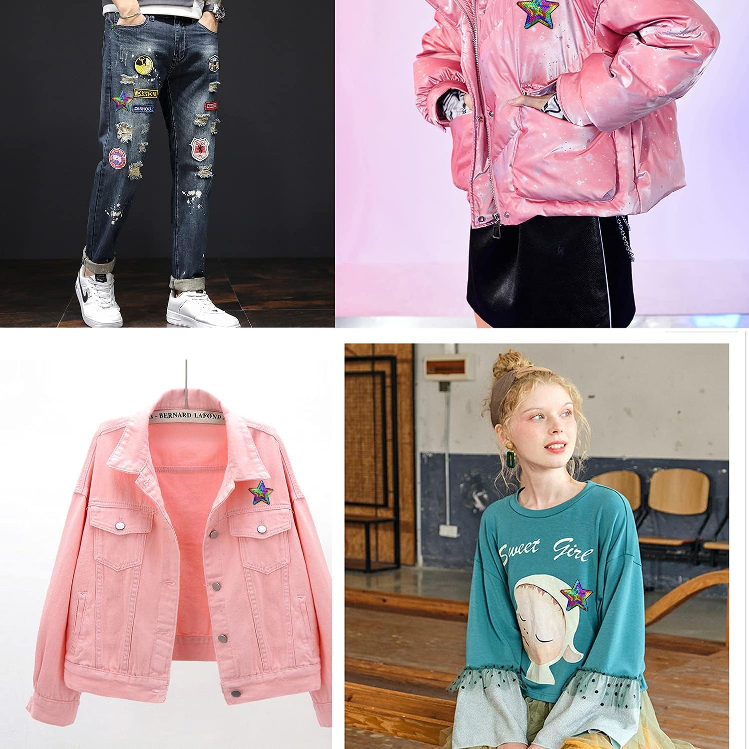 12PCS Sequins Star Patche Appliques for Embroidery (Coloful)