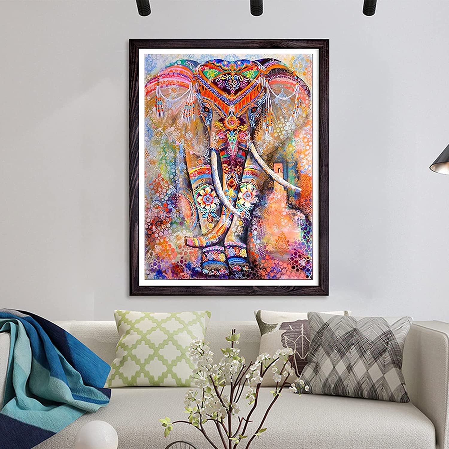 Diamond Painting Art Kits for Adults (19.7X15.7Inch) Elephant DIY 5D Diamonds Paintings Dotz Kit Full Drill Crafts Dots Pack for Home Office Wall Decor (Elephant)