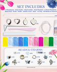 Clay Flower Jewelry Crafting Kit - 120 Pcs with Sculpting Tools, Beads, Charms, 11 Clay Colors - Create 3 Flower Friendship Bracelets and 3 Necklaces - Perfect Girls Gift Set