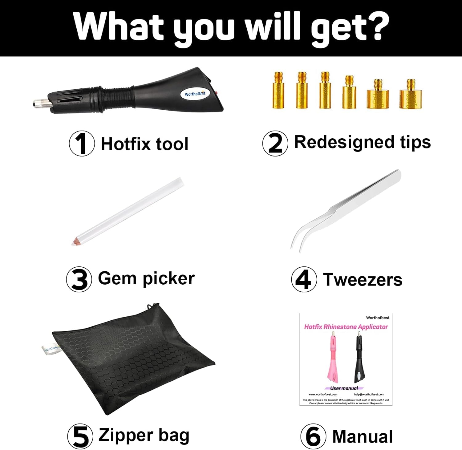 Hotfix Applicator Tool, Hot Fix Tool, Hotfix Rhinestones Applicator, Bedazzler, Hot Fix Applicator Tool Kit for Clothes, Fabric, Cardstock, Leather, Wood and Make Snowglobe Tumbler Holes