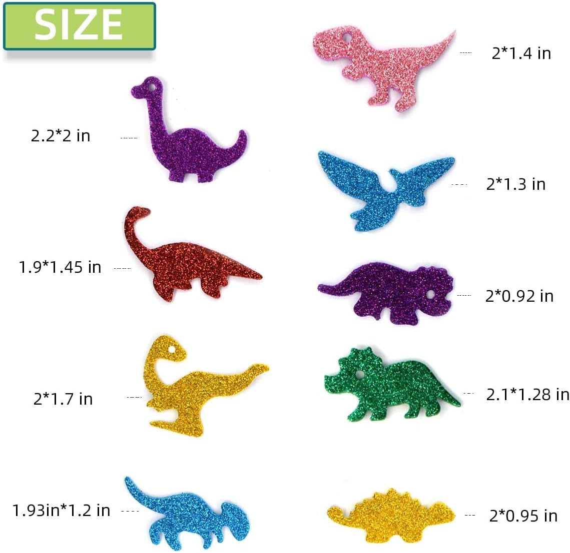 160 Pieces Glitter Dinosaur Foam Stickers Self Adhesive Foam Stickers for Craft DIY Self-Adhesive Dinosaur Shapes Sticker Home Party Decoration Colorful Arts Crafts Supplies (Assorted Colors)