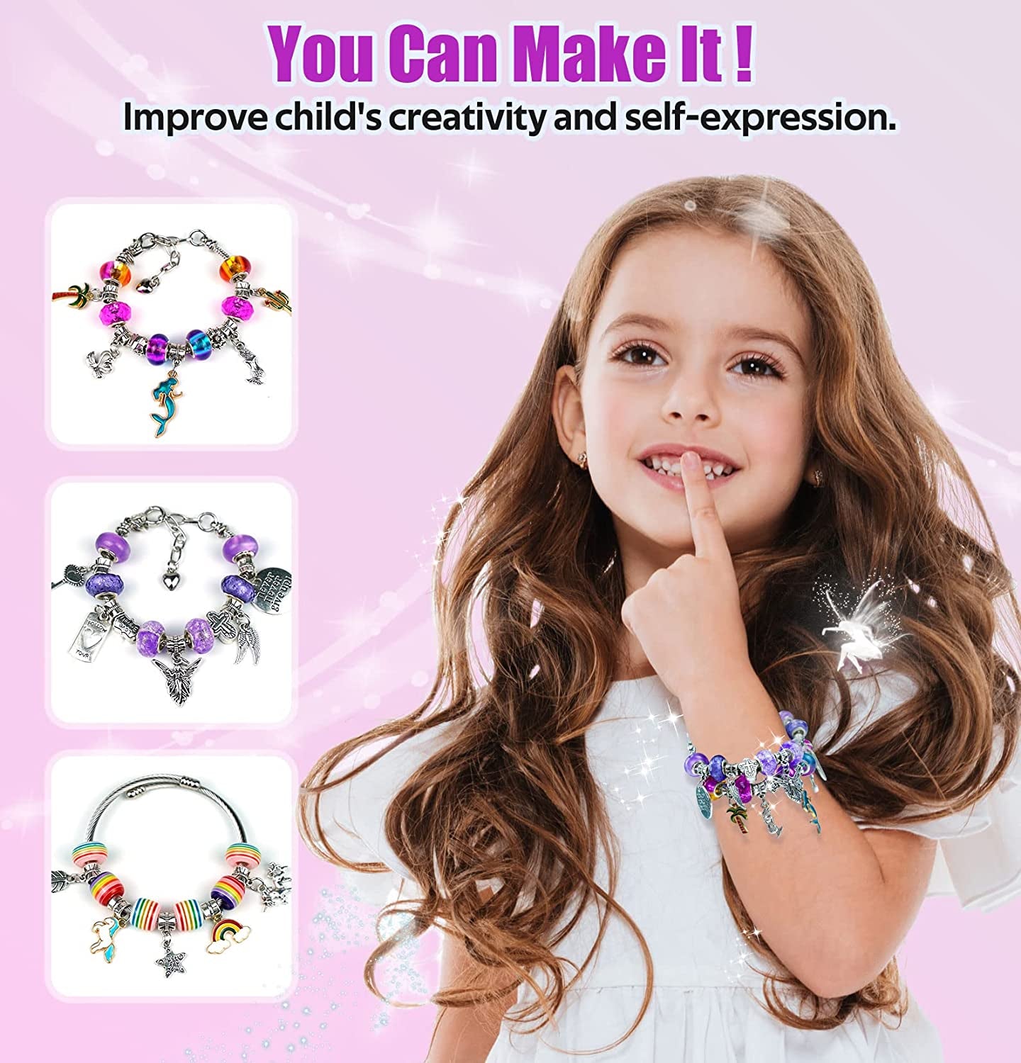 Charm Bracelet Making Kit, Jewelry Making Kit Trendy Stuff for Kids Ages 6-12, Unicorn Toy Cute Stuff for Teen Girls Gifts Birthday Gift, Crafts for Girls 6 7 8 9 10 11 12 Year Old