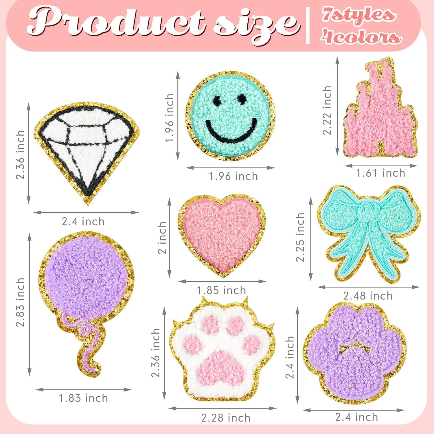 28 Pcs Iron on Patches Colorful Sew Iron on Patch Chenille Embroidered Patches Applique Patches for Clothing Fabric Jackets Jeans Repair Decor Craft (Delicate Style)