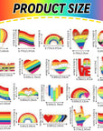 60Pcs Pride Pins, Rainbow Pins Bulk Enamel LGBT Lapel Pins Gay Pride Heart Flag Brooch Pins for Clothes Bags Hats Accessories, 20 Styles