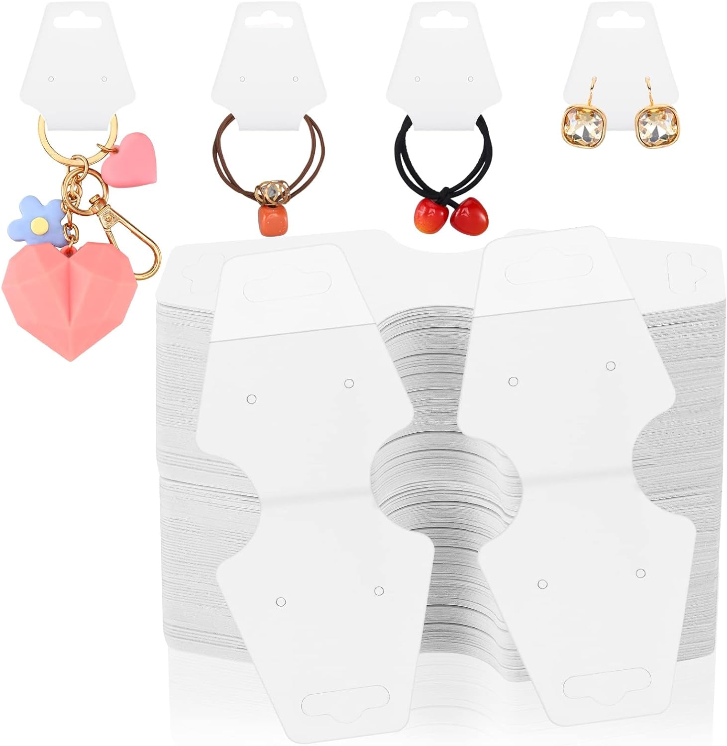 500 Pcs Necklace Display Cards Adhesive Jewelry Packaging Card Kraft Keychain Display Card Hanging Bracelet Card Holder for Choker Earring Hairband Displaying Small Business Supplies (Black)
