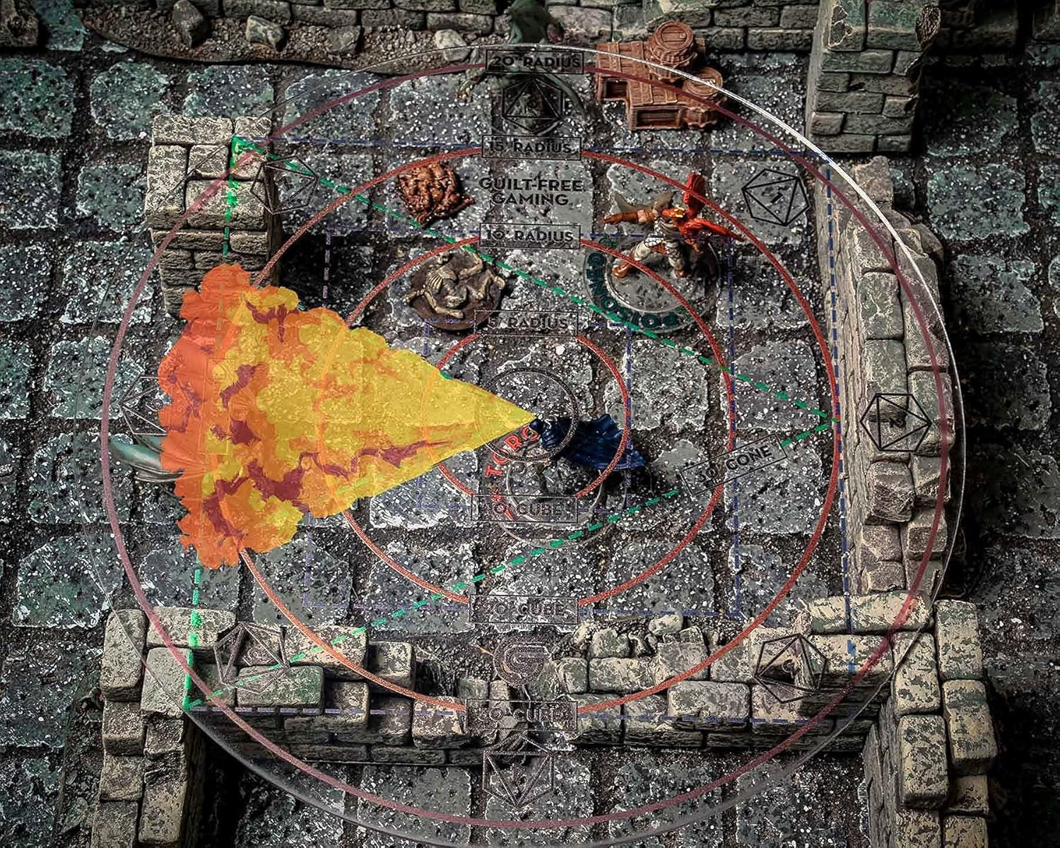 Spell Effect Templates for D&amp;D | Maximize the Effects of Your Spells - Featuring a 30&#39; Cone &amp; 30&#39; Cube, Random Direction Generator, for Use with DND, 5E Pathfinder by Guilt-Free Gaming