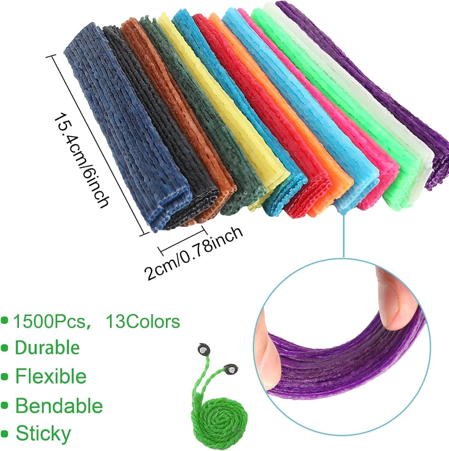 Wax Craft Sticks Bulk 700Pcs Bendable Sticky Wax Yarn Sticks in 13 Colors with Storage Bag for Students Adults DIY Art Supplies