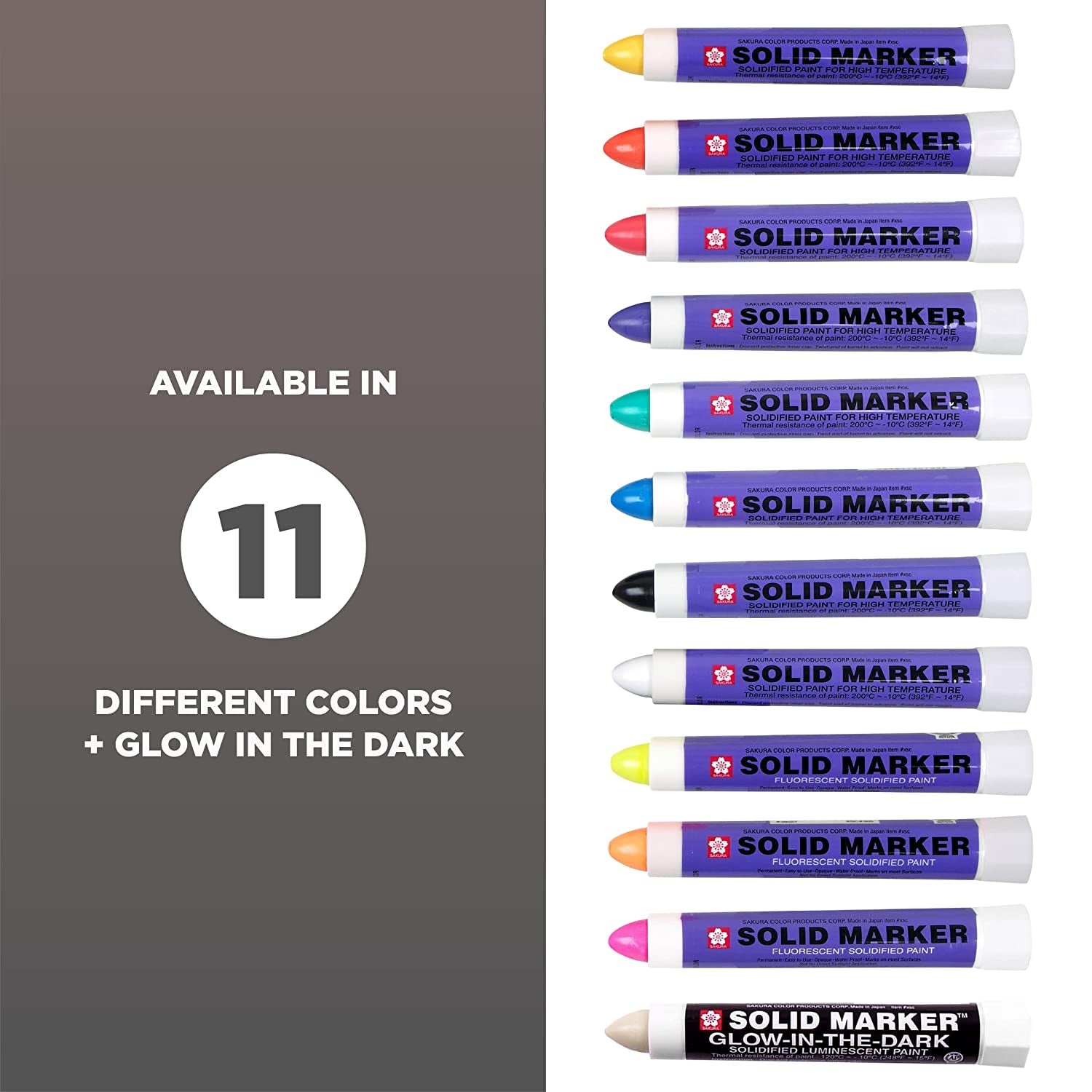 SAKURA Solidified Paint Solid Marker, 14 to 392 Degrees F, Fluorescent Yellow (46591)