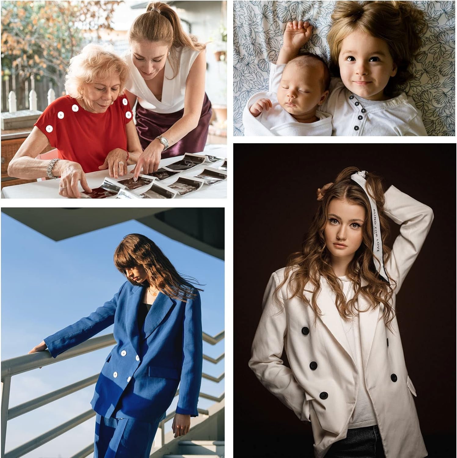 162 PCS Mixed Resin Sewing Buttons, Eco-Friendly 1 Inch Buttons with Compartmentalized Storage Box Black Buttons, 4 Holes 5 Sizes DIY White Buttons, Suitable for Sewing, DIY and Holiday Decoration.