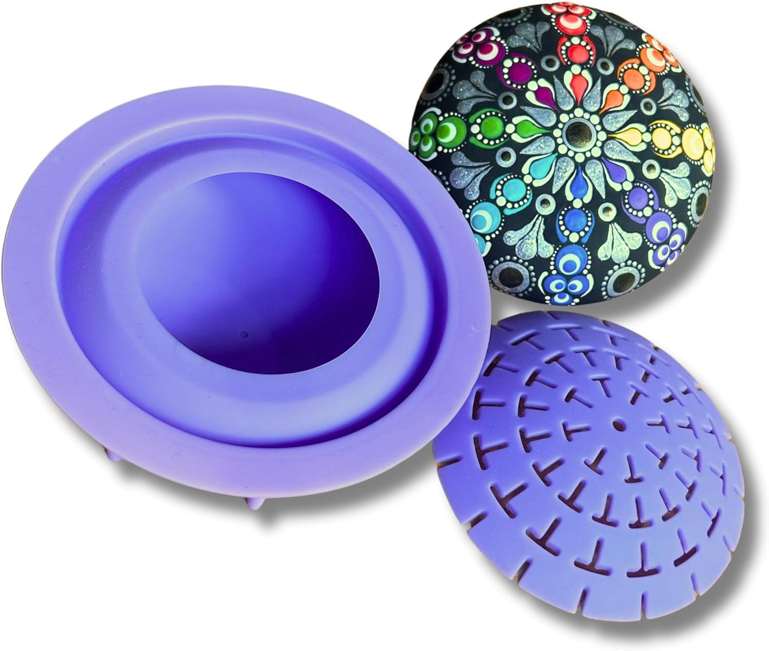 Mold for Making Stones with Dome Template - Design #2 -  - round Smooth Pebble like for Dot Art Rocks, Mandala Art DIY Crafts Painting Drawing - Gypsum, Cement Rock Casting