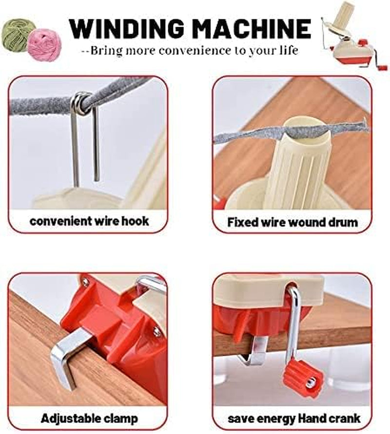 Yarn Winder, Knitting Yarn Ball Winder,Knitting Wool Winder Holder, Swift Table Top Hand Operated Winder,Manual Wool Yarn Cone Ball Winder - 180X135X100Mm