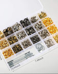 400 Set 4 Style Snap Fasteners Kit Including Leather Rivets, Eyelets, Grommets, Binding Screws, Snap Buttons Press Studs Kit with Fixing Tools for Thin Leather, Jacket, Jeans Wear