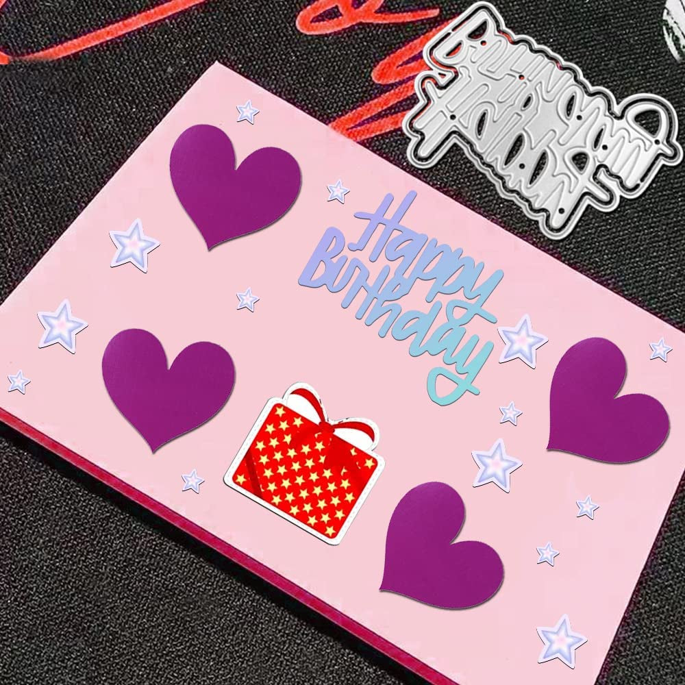 4 Set Die Cuts for Card Making,  Happy Birthday Cutting Dies Card Making Supplies DIY Die Cutters Card Making Die Stencils for Scrapbooking