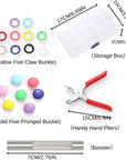 Snap Button Kit,Colorful Metal Snaps Buttons,Hollow and Solid Metal Prong Snaps Buttons with Setting Tool,Snap Button Fasteners Kit Perfect for DIY Crafts Clothesand Sewing.(9.5Mm)
