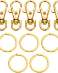 5 Set Key Chain Flat Key Rings Women Metal Swivel Clasps Snap-On Keychain Ring Hook Spring Clip Snap Hook Lobster Clasp for Keys, Lanyards Jewelry Findings, round Edge, Gold