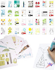 3D Printer Drawing Molds Paper Stencils for 3D Printing Pen, Printing Paper Painting Graffiti Template for 3D Pen Kids DIY Gift Present, 20 Sheets 40 Patterns with a PVC Transparent Board.