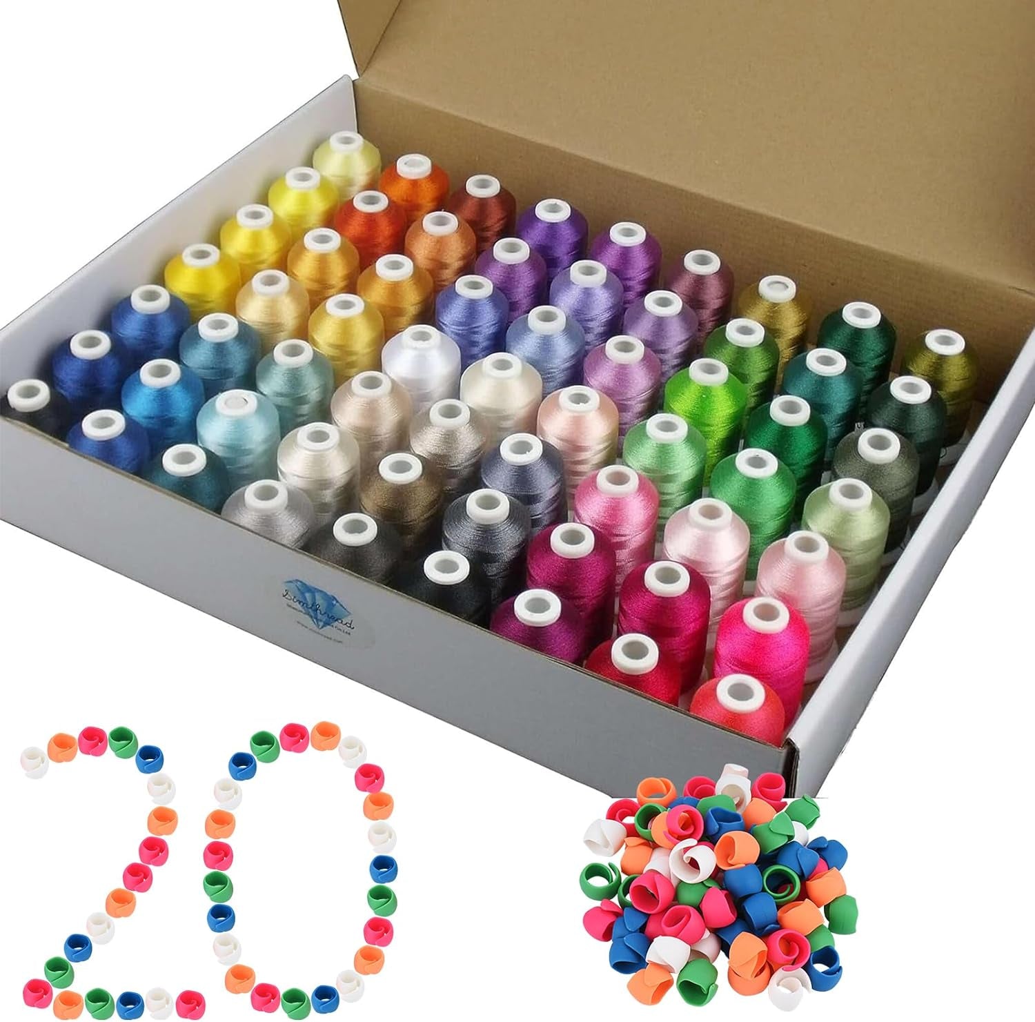 63 Brother Colors Polyester Embroidery Machine Thread Kit 40 Weight for Brother Babylock Janome Singer Pfaff Husqvarna Bernina Embroidery and Sewing Machines 550Y