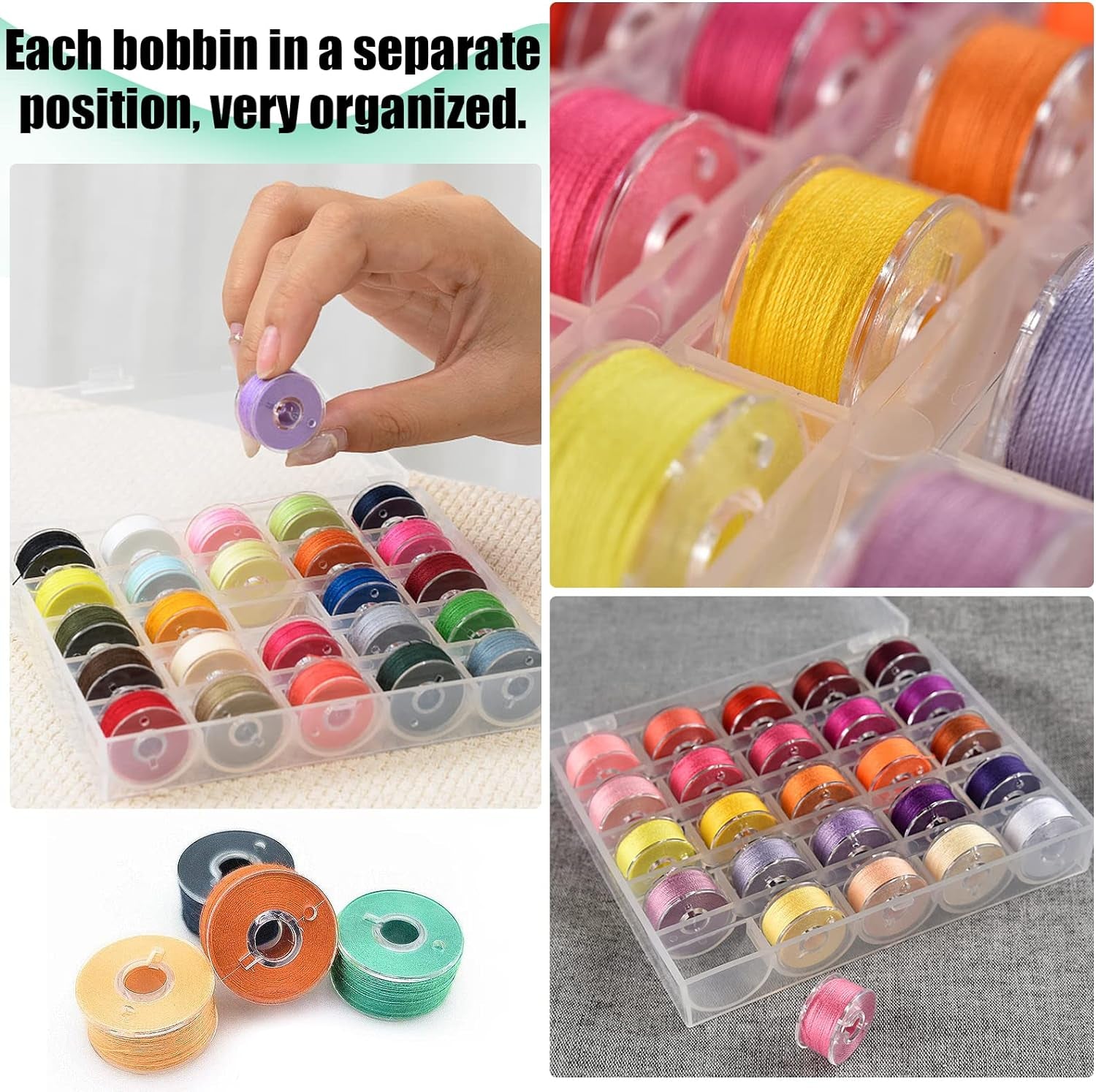 50 Pcs Bobbins, Plastic Bobbins for Sewing Machine, Sewing Bobbins with Bobbin Case, Bobbin for Sin-Ger/Bro-Ther, Bobbins for Singer Sewing Machine