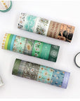 Washi Tape Set, 20 Rolls Aesthetic Decorative Floral Masking Tape,Green Flowers Washi Tapes for Scrapbooking Supplies,Journaling Supplies,Diy Crafts,Junk Journal Supplies