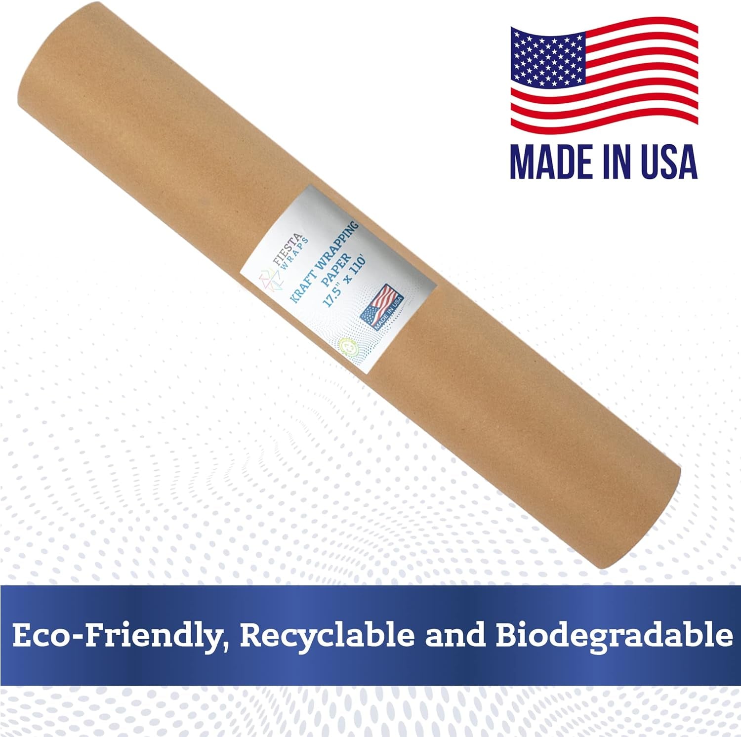 Brown Kraft Paper Roll 17.5 in X 1320 in (110 Ft) Made in the USA - Brown Paper Roll - Brown Wrapping Paper Roll - Brown Craft Paper Roll - Roll of Paper - Kraft Wrapping Paper - Shipping Paper