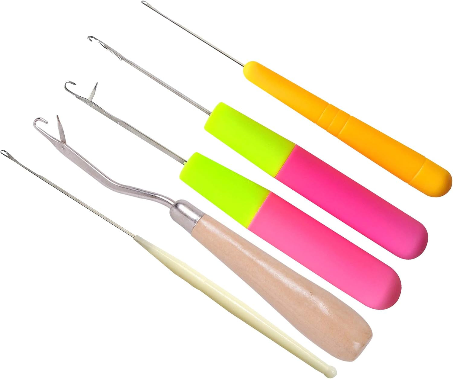 5 Pcs Different Sizes Bent Latch Hook Set Latch Hook Crochet Needle Dreadlocks Latch Crochet Hook Needle for Hair Extensions Braid Hair and Carpet Crafts Making