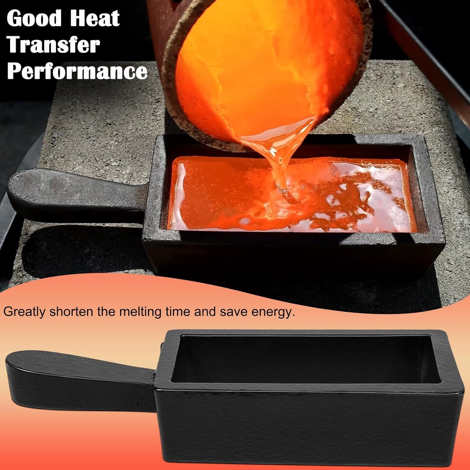 100 Oz Troy Ounce Gold Bar Loaf Cast Iron Ingot Mold Perfect for Custom Smelting Pouring Melting Casting Refining Gold Silver Copper Aluminum Brass Precious Metals