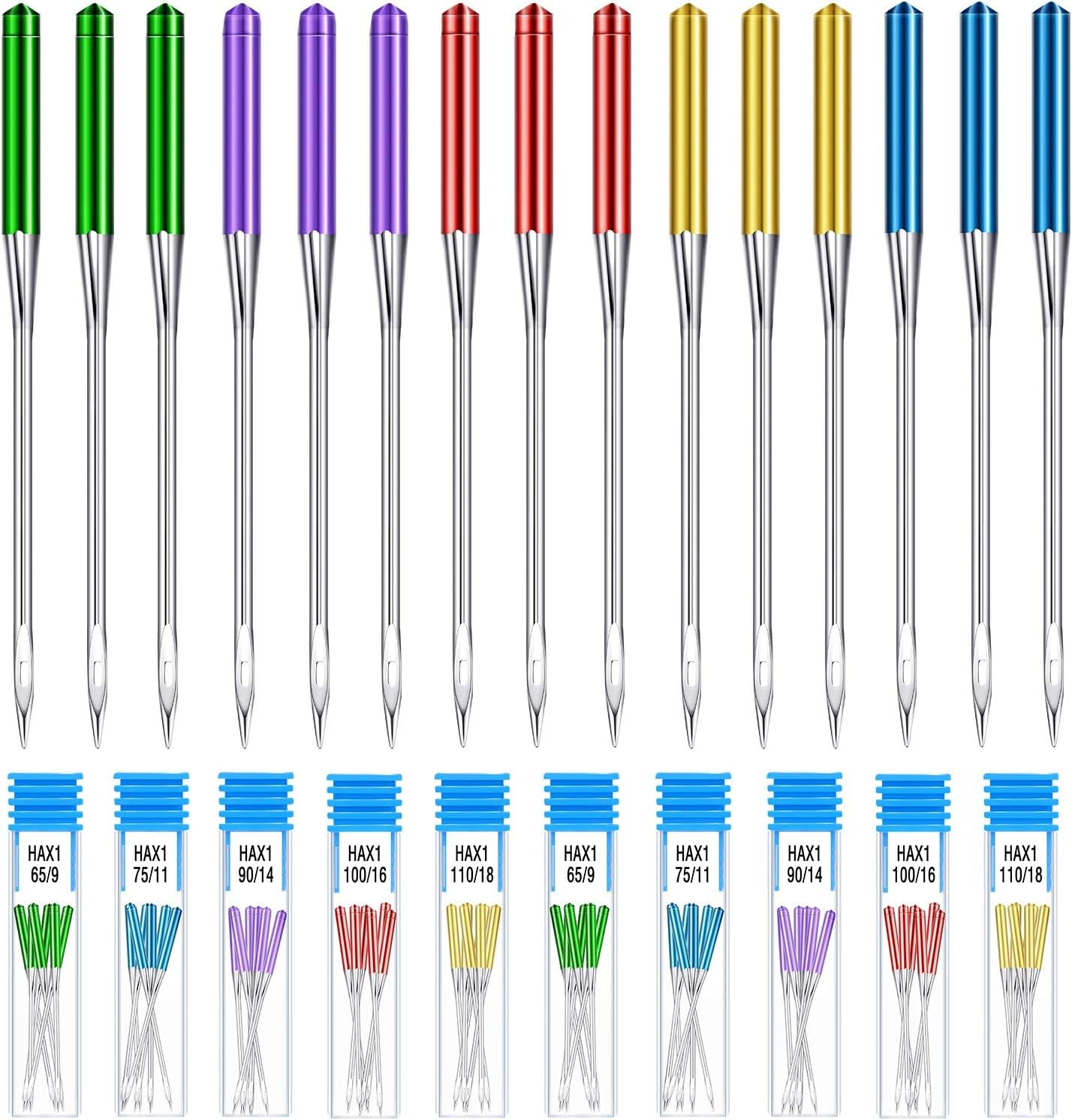 30 Pieces Sewing Machine Needles Universal Regular Point Machine Needles for Home Sewing Machine Compatible with Singer, Brother and Old Sewing Machine