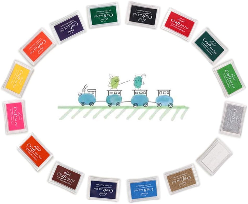 Finger Ink Pads for Kids Washable Craft Ink Stamp Pads, 16 Color DIY for Rubber Stamps, Paper, Scrapbooking, Wood Fabric, Best Gift for Kids