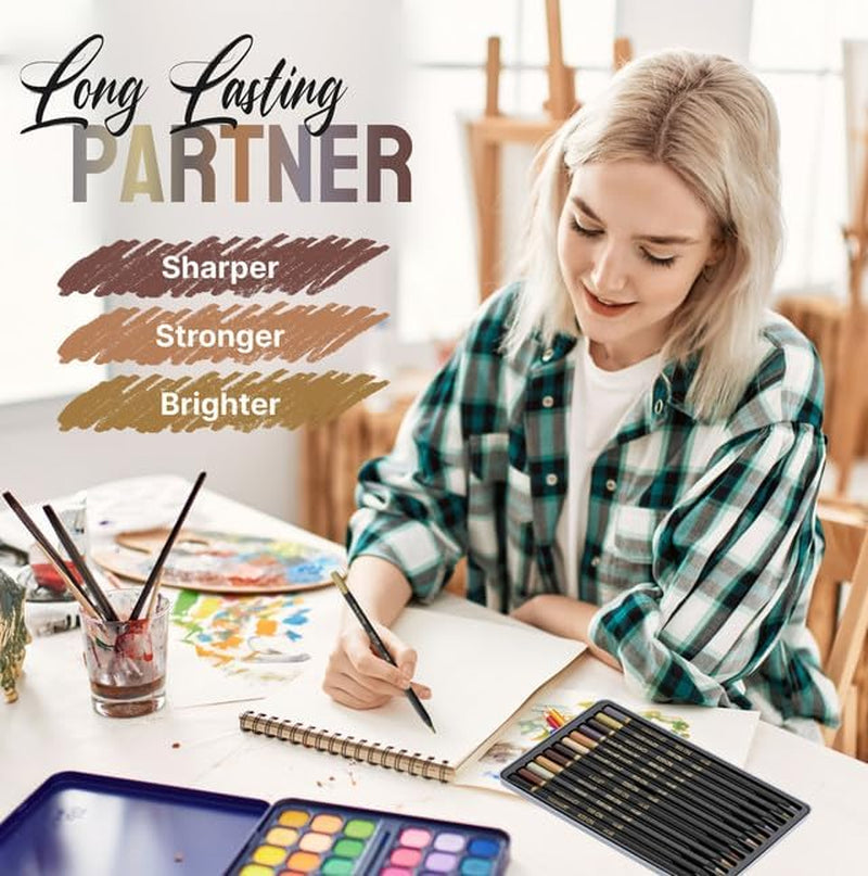 Skin Tone Colored Pencils for Adult Coloring, 12 Color Pencils for Portraits and Skintone Artists, a Complete Color Range of Soft Core Colored Pencils, Now with Light Fast Ratings.