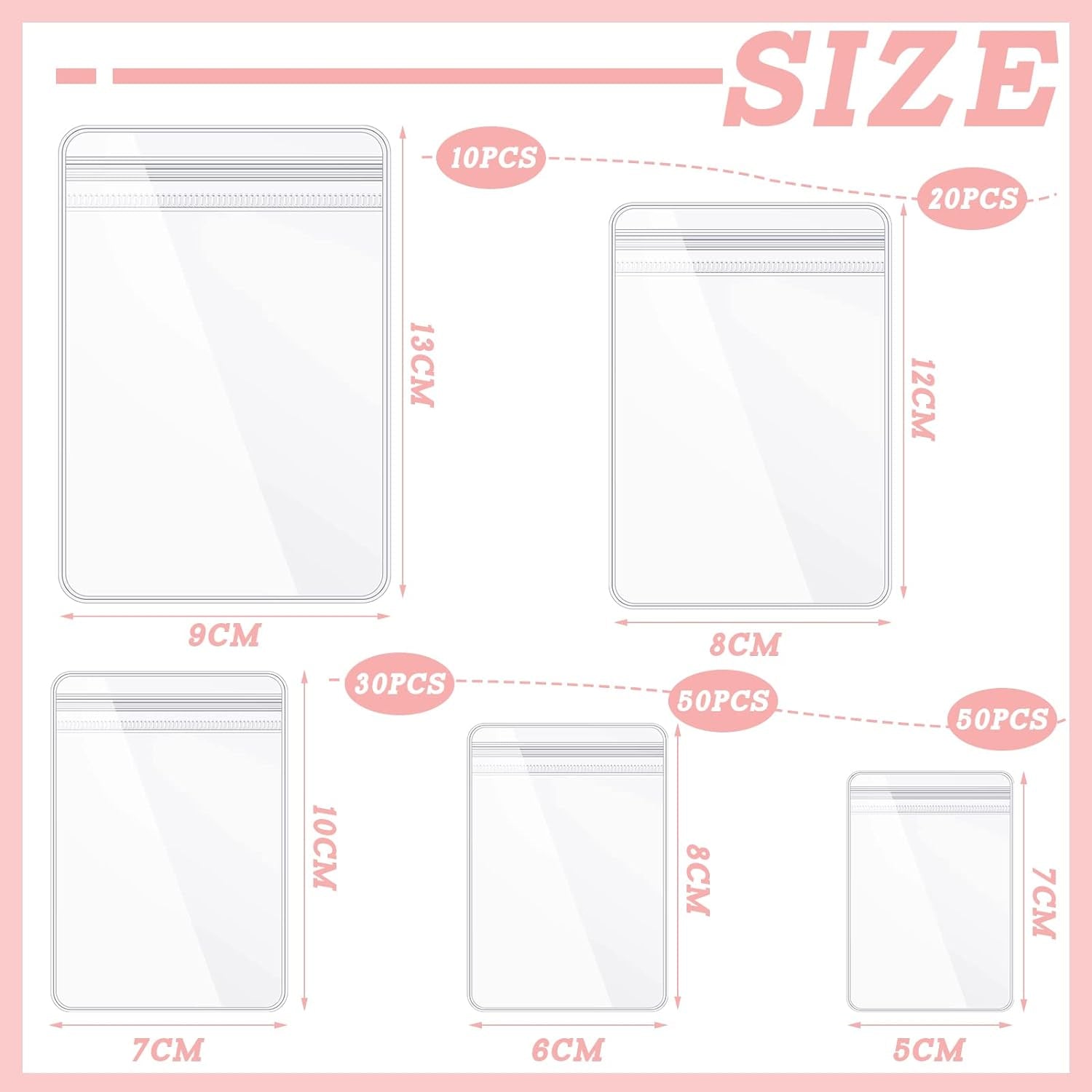 160 Pcs Clear PVC Jewelry Bags Plastic Transparent Jewelry Pouches Rings Earrings Storage Bags anti Tarnish Lock Bags Plastic Small Zipper Bags for Holding Jewelries(5 Sizes)