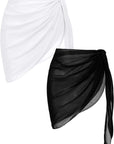 2 Pieces Women Beach Sarongs Sheer Cover Ups Chiffon Bikini Wrap Skirt for Swimwear S-XXL