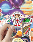 65Pcs Space Vinyl Stickers Pack for Laptop Water Bottle, Solar System Stars Planets Waterproof Stickers for Kids Teachers Students, Astronaut Galaxy Stickers for Scrapbook Luggage