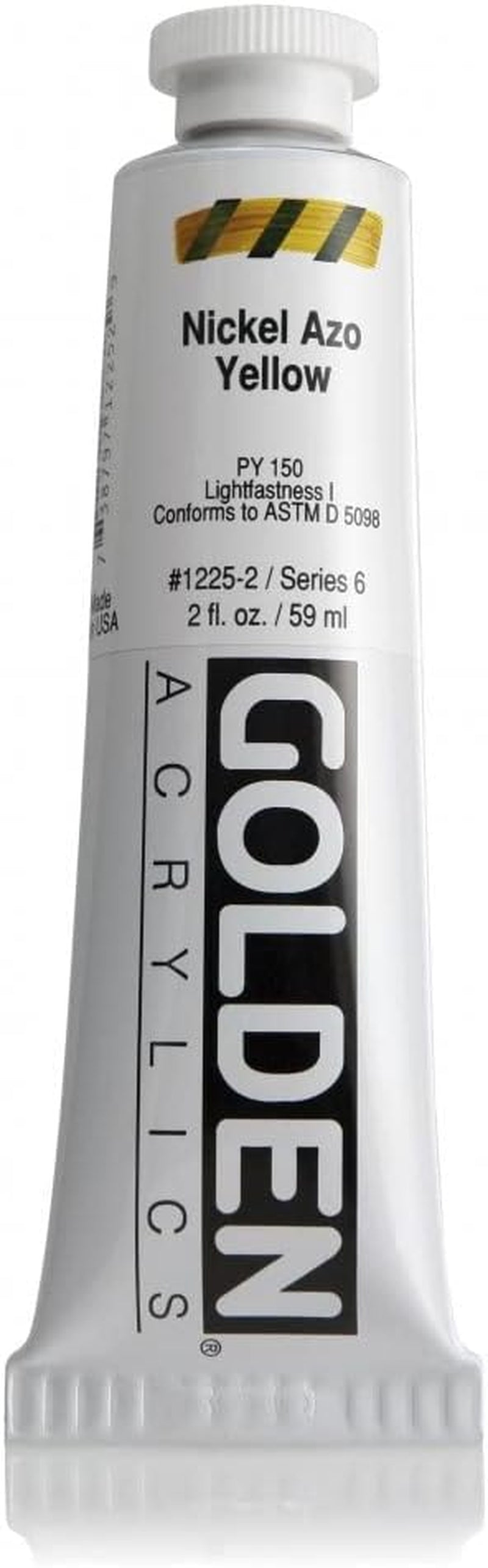 Heavy Body Acrylics by GOLDEN, Nickel Azo Yellow, 2 Fl. Oz. Tube, Professional Acrylic Paint, Transparent